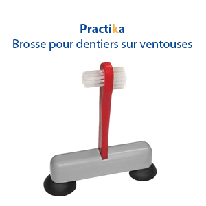 Brosse pour dentiers sur ventouses (Practika)