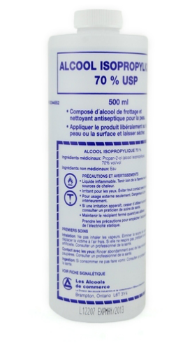 Flacon 500 ml Alcool isopropylique à 70% pour désinfection et